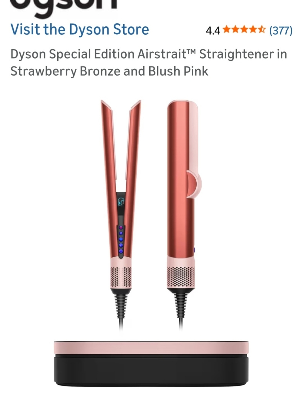 Dyson Airstrait Hair Straightener in Strawberry Bronze & Blush Pink - Used